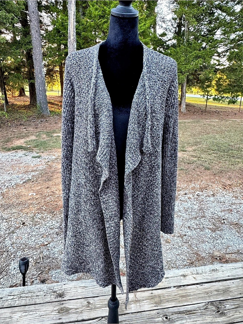 Calvin Klein Jeans Open Front Cardigan in Gray & Black Size Large